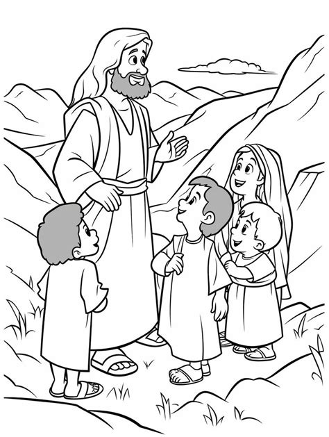 Jesus and Kids - Printable Coloring Page - Etsy