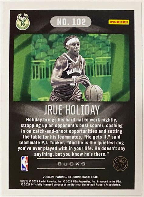 Jrue Holiday Panini Illusions Basketball Milwaukee Bucks Card