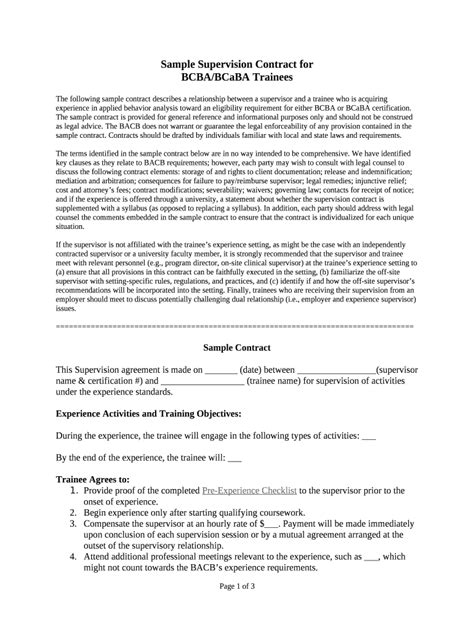 Bcba Supervision Contract Fill Out And Sign Online Dochub