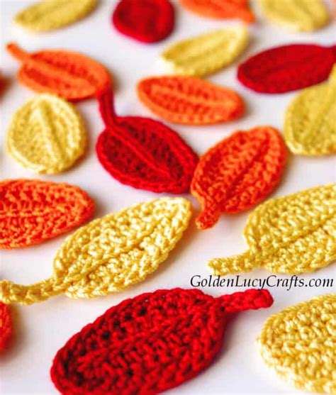 Crochet Leaf Pattern Easy Leaf Free Crochet Pattern GoldenLucyCrafts