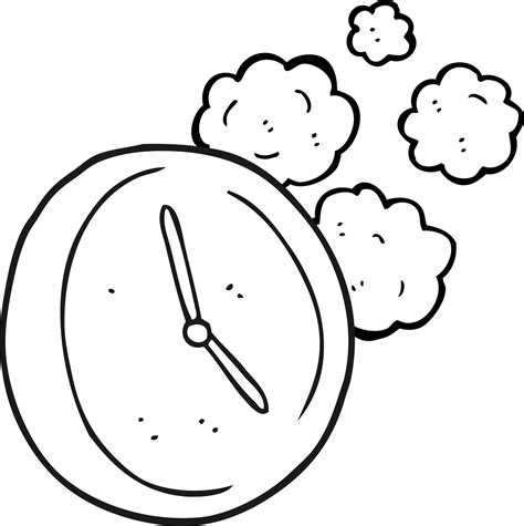 hand drawn black and white cartoon ticking clock 40266085 PNG