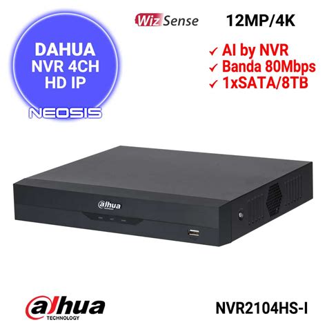 NVR 4 Canale Dahua NVR2104HS I 12MP 4K WizSense Neosis Ro