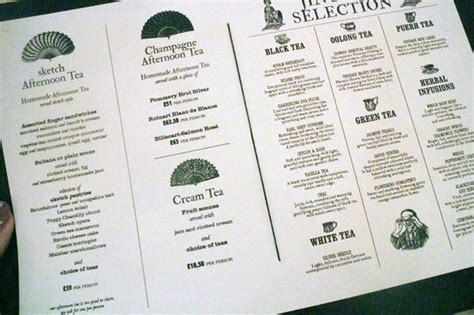 Afternoon Tea Menu Sketch Picture Of Sketch Parlour London