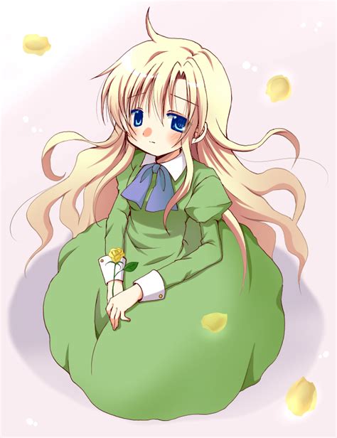 Safebooru Bad Id Blonde Hair Blue Eyes Blush Dress Flower Ib Long Hair Mary Ib Otoneha Rose