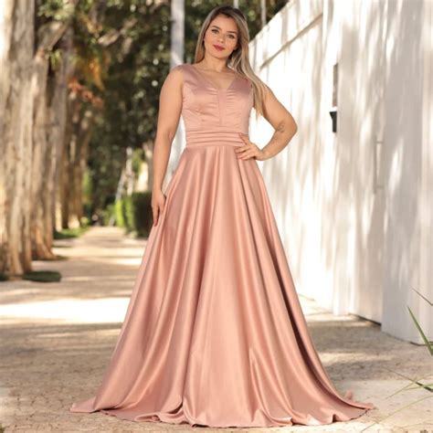 Vestido De Madrinha Casamento Tarde Dia Noite Sem Brilho Em Tecido