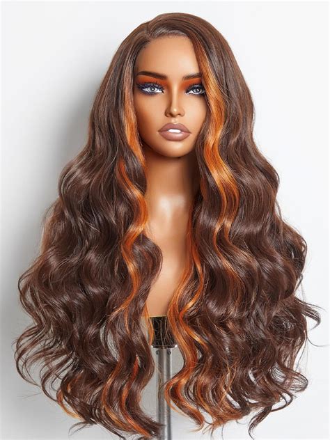 Amazon GORGIUS Ginger Orange Highlight Wigs Glueless Loose Wave