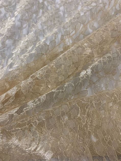 58 60 Champagne Raschel Lace Fabric By The Yard Lace Fabric Fabric