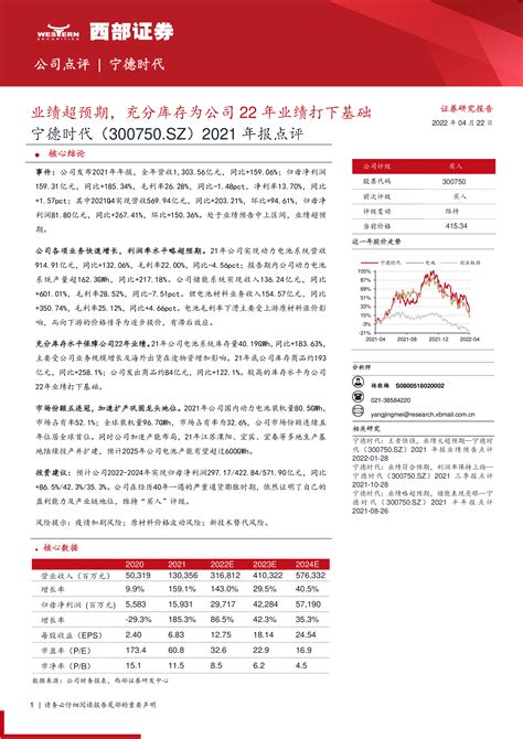 2021年报点评：业绩超预期，充分库存为公司22年业绩打下基础 洞见研报 行业报告