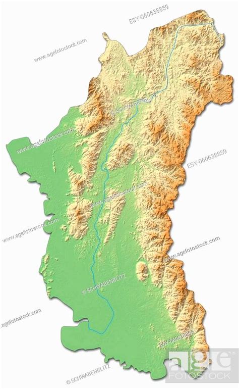 Relief map of Perak Darul Ridzuan, a province of Malaysia, with shaded relief, Stock Photo ...