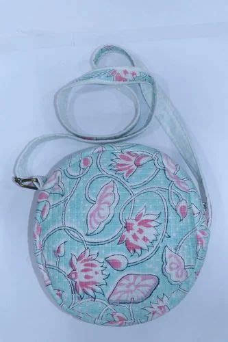 Hand Block Printed Cotton Quilted Round Body Cross Bag At Rs 350