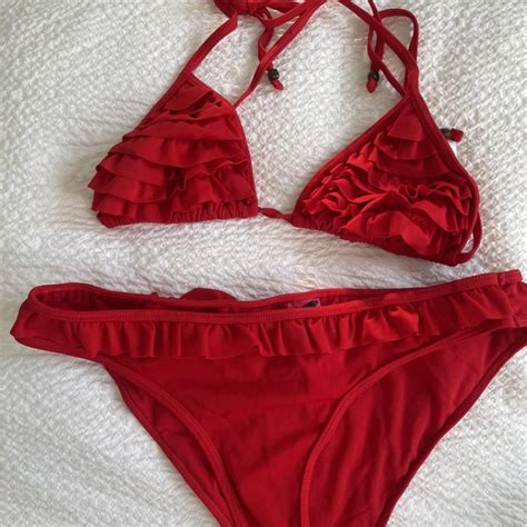 Red Frill Bikini From Miss Selfridge Size 10 Depop