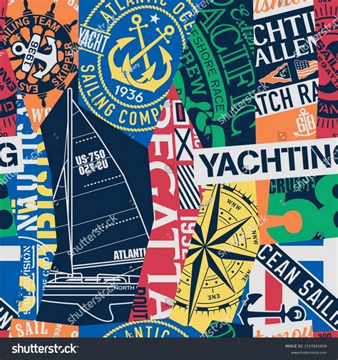 Vintage Nautical Style Marine Sailing Elements Stock Vector Royalty