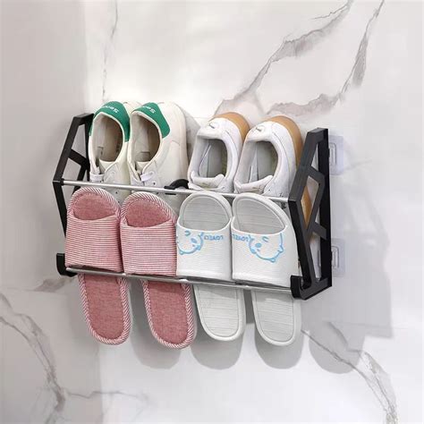 63cm Wall Mounted Slipper Organizer Shoe Rack Slipper Rack Organizer
