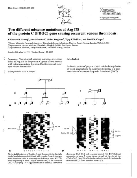 Pdf Two Different Missense Mutations At Arg Of The Protein C