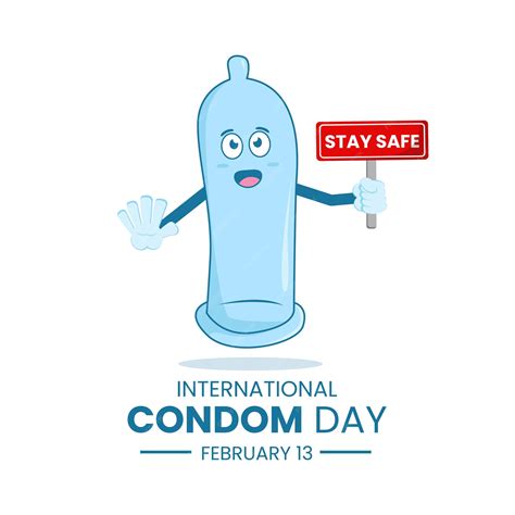 Premium Vector International Condom Day Poster With Cute Condom