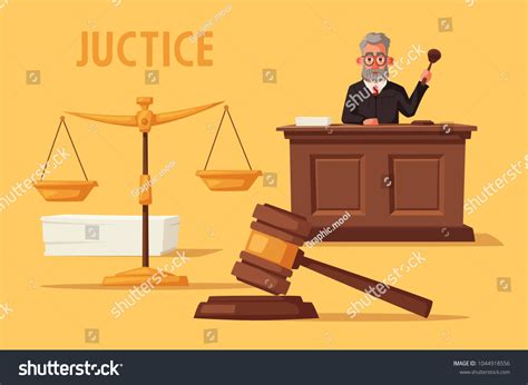 Judge Character Hammer Cartoon Vector Illustration Stock Vector ...