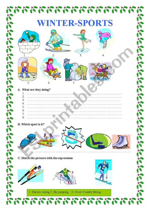 WINTER SPORTS ESL Worksheet By Veronika74