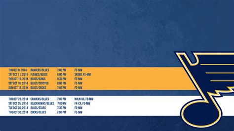 St. Louis Blues October Schedule Wallpaper - St. Louis Game Time