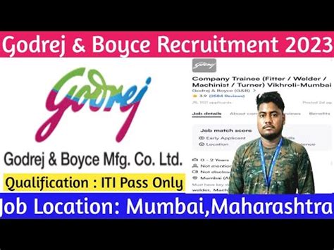 Godrej Boyce Mfg Co LtdRecruitment 2023Job Location Mumbai ITI Pass