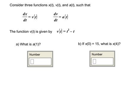 Solved Consider Three Functions X T V T And A T Such Chegg