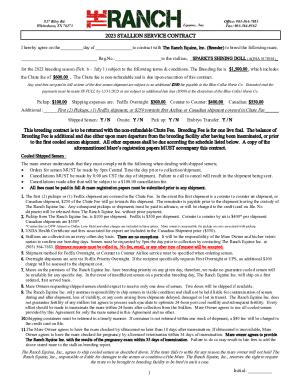 Fillable Online 2023 STALLION SERVICE CONTRACT Fax Email Print PdfFiller