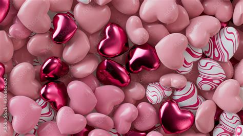 Multicolored Heart Background Valentine Wallpaper With Pink White And