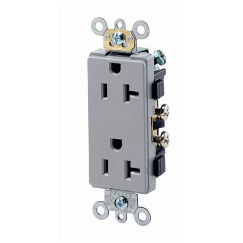 Leviton 20 Amp Decora Plus Commercial Grade Self Grounding Duplex Receptacle Gray 16342 Gy