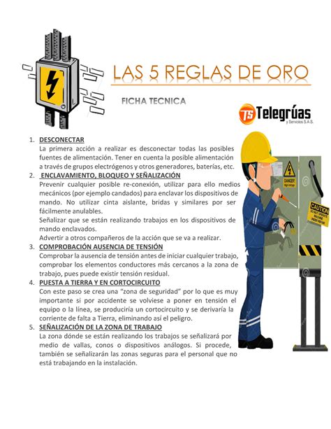 Ficha Tecnica Reglas De Oro Las Reglas De Oro Desconectar La