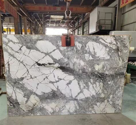 Polished Natural White Marble With Purple Veins Stone Calacatta Viola