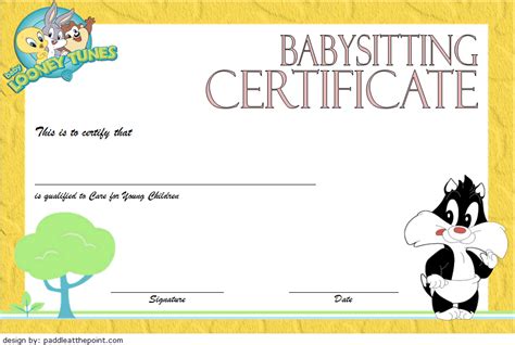 Babysitting Certificate Template 8 Paddle Templates