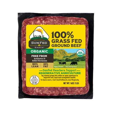 Sunfed Ranch Grass Fed Organic Ground Beef Lean Oz