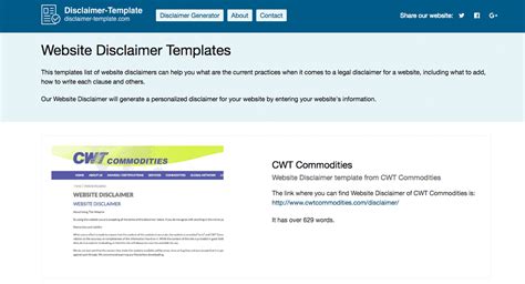 Website Disclaimer Template and Generator for 2017