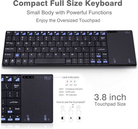 Buy Rii K12 Mini Wireless Keyboard With Large Touchpad Mouse Qwerty