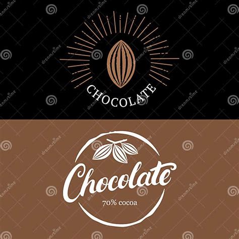 Set Of Chocolate Handwritten Lettering Logo Emblem Badge Or Label