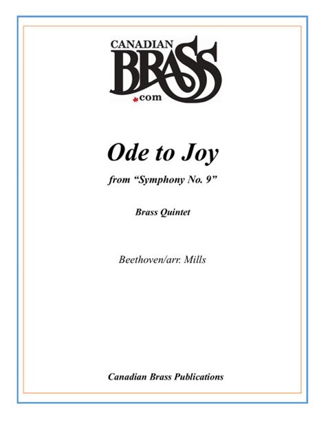 Ode To Joy Brass Quintet Beethoven Thomas Pdf Download Canadian