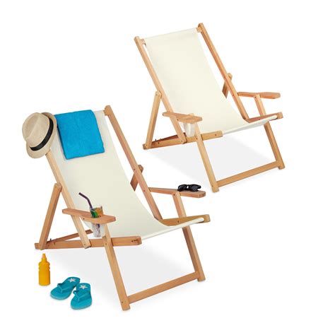 Relaxdays Chaise Longue Lot De 2 Pliable Bois 3 Positions Charge