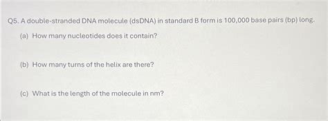 Solved Q5 A Double Stranded DNA Molecule DsDNA In Chegg