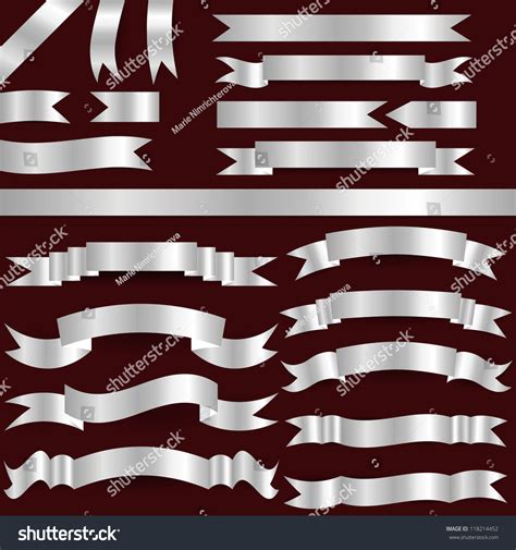 1395 Retro Silver Ribbons And Labels Vector Collection Images Stock