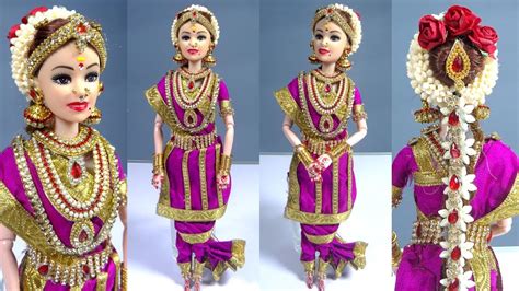 Barbie Doll In Traditional Madisar Saree South Indian Miniature