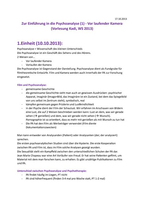 Tiefenpsychologie I KadiWS2013 2014 Zusammenfassung Der