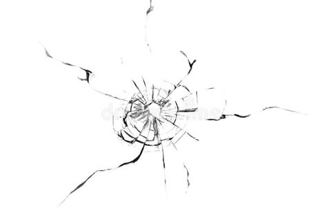 Broken Hole In Glass White Background Stock Image Image Of Textured