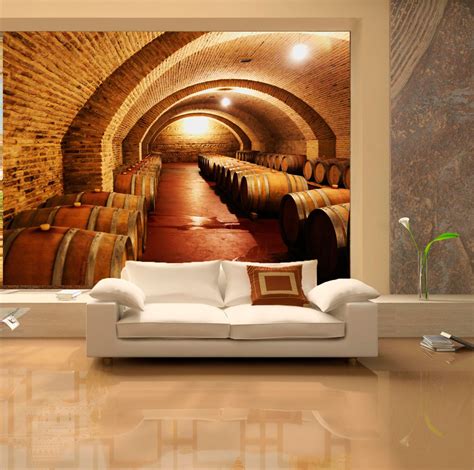 Large Wall Mural Of Ancient Castle Colorful Photo Of Wine Cellar