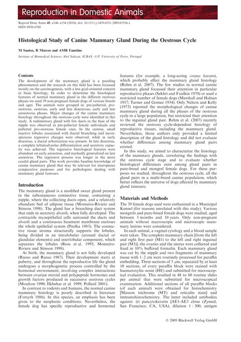 Pdf Histological Study Of Canine Mammary Gland During The Oestrous Cycle