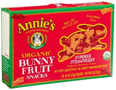 Annies Homegrown Organic Bunny Fruit Snacks Summer Strawberry 5 Pouches 08 Oz Each Pack Of