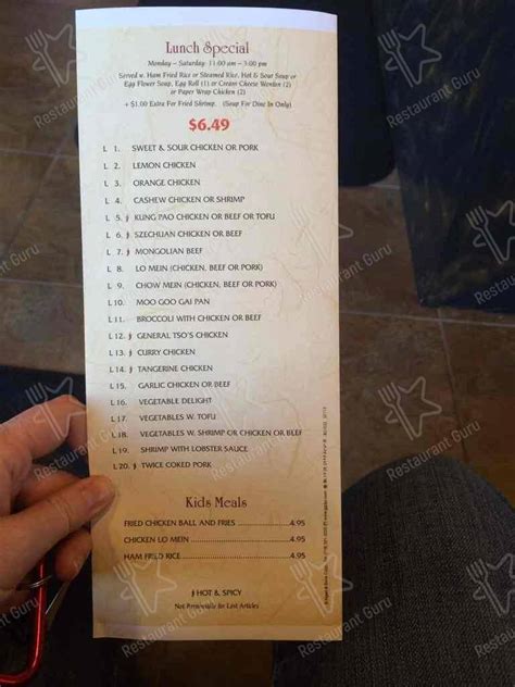 Menu At Red Dragon Chinese Bistro Restaurant South Jordan