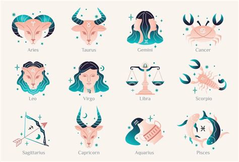 Zodiac Astrology Horoscope Design Vector Illustrations Set Elegant Symbols And Icons Of