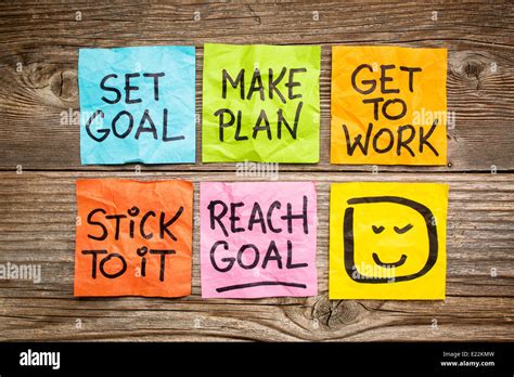 Set Goal Make Plan Work Stick To It Reach Goal A Success Concept Presented With Colorful