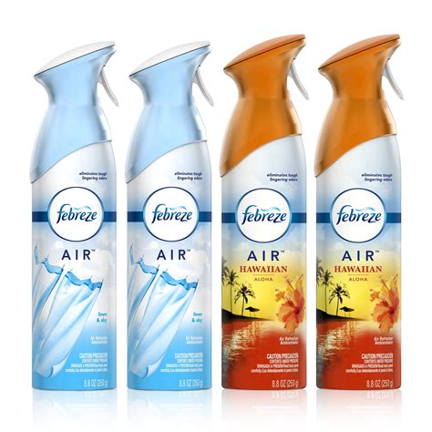 Febreze Air Freshener Spray Linen And Sky And Hawaiian Aloha 4 Ct