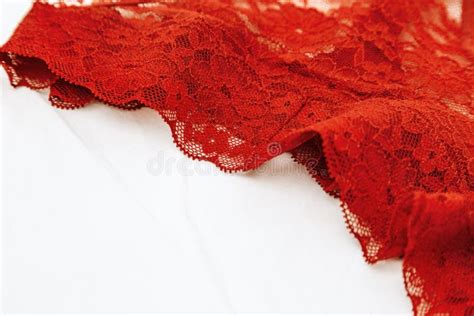 Lencer A Femenina Sobre Fondo De Hormig N Con Espacio Para Copiar Panty Bikini De Encaje Rojo