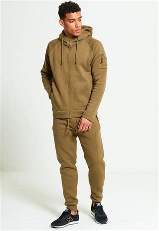 Mens Khaki Zip Through Hooded Tracksuit Justyouroutfit ASOS Marketplace